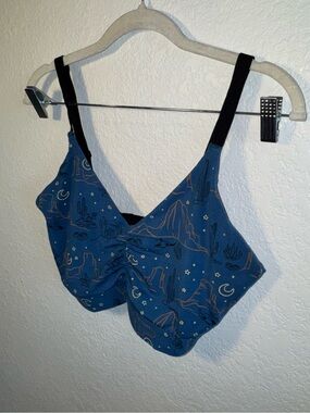 MeUndies Blue Desert Cactus Landscape Soft Modal Adjustable Bra Size Large